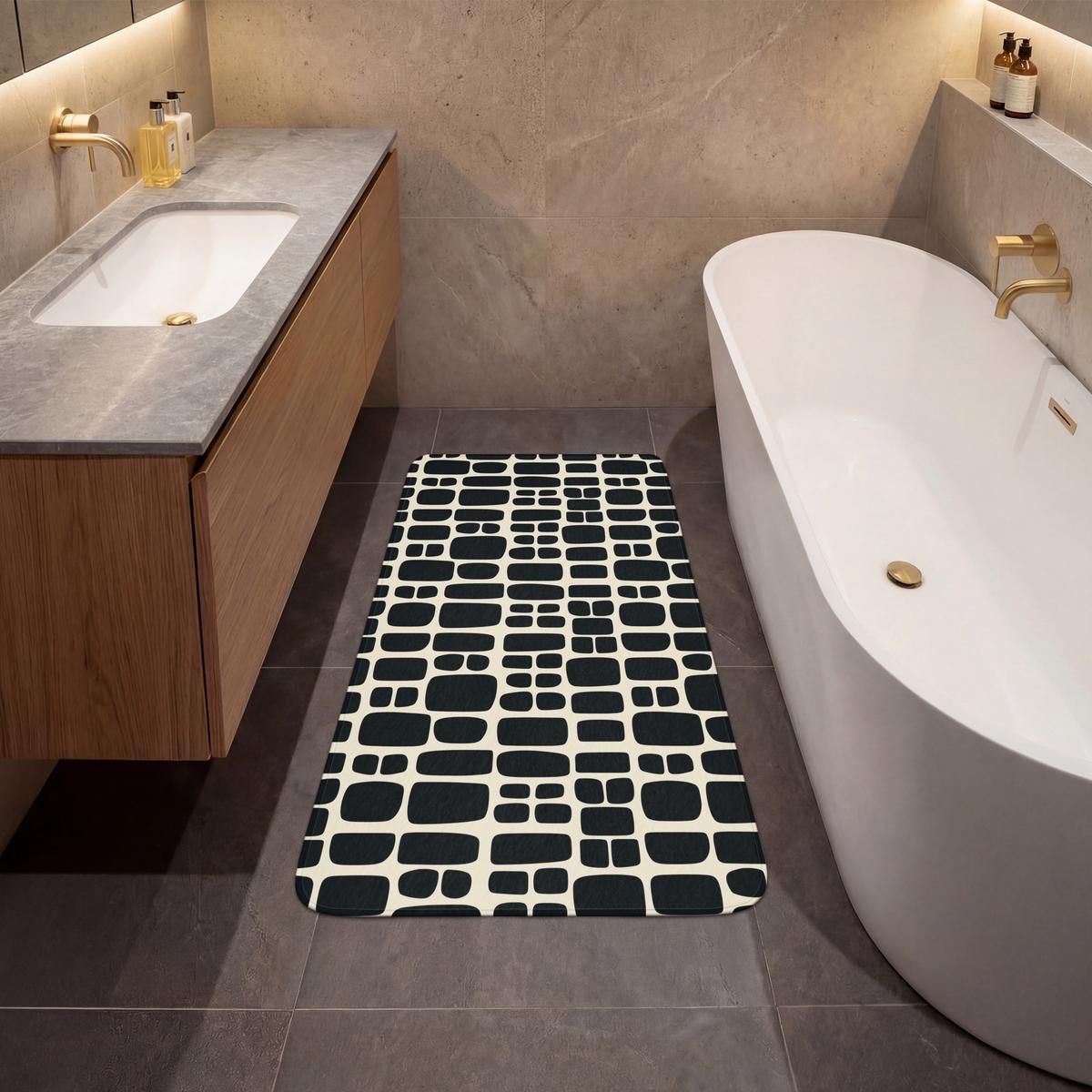 BADEMATTE Modern - Bio - Schwarz 60x120 cm - Anthrazit, Textil (60/120cm) - OnlyWow