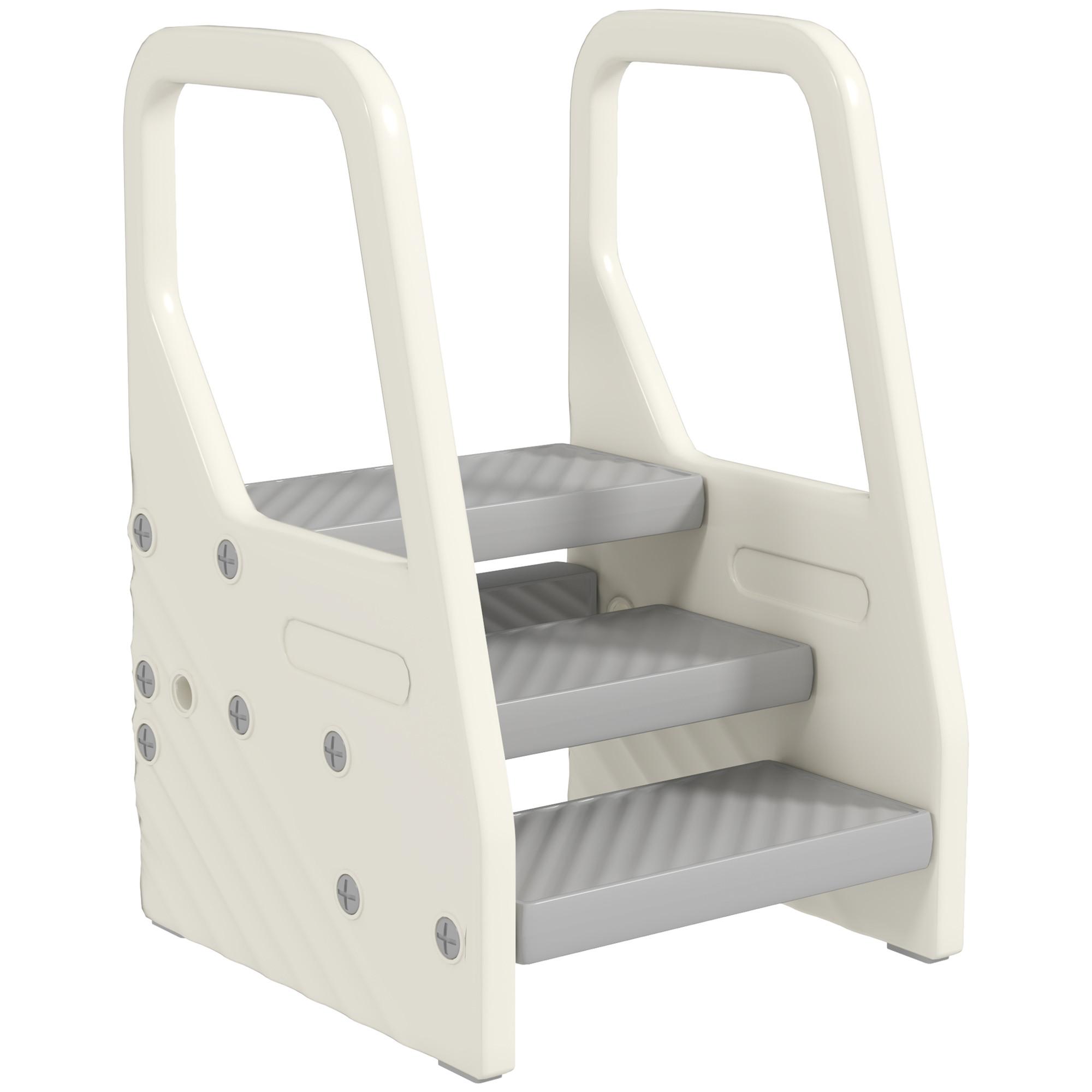 TRITTHOCKER mit 3 Stufen, Kinderhocker Bad höhenverstellbar, Klohocker Grau - Grau, Kunststoff (42/65.5/43cm) - AIYAPLAY