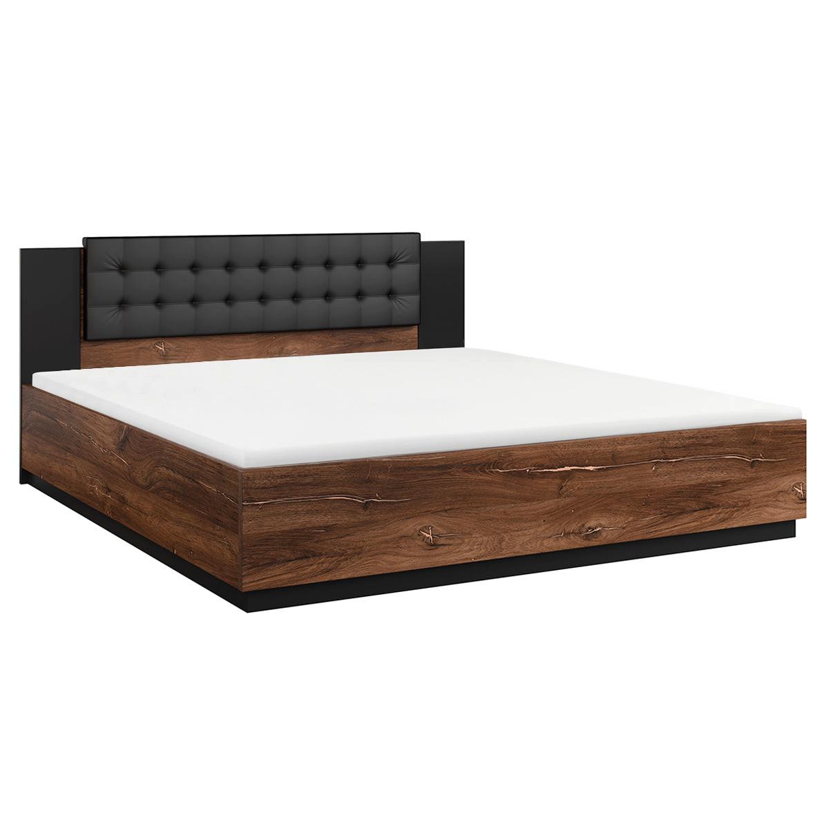 BOXBETT 180/200 Alec Dunkelholz und Schwarz - Schwarz, Holzwerkstoff (180/200cm) - Petits-meubles