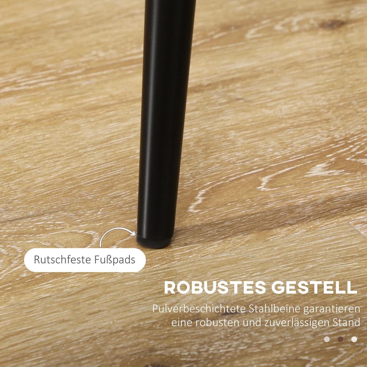 ESSZIMMERSTUHL, 4er-Set Küchenstühle, Essstuhl mit Rückenlehne, Samtoptik Grau - Grau, Kunststoff (65/87/46cm) - HOMCOM