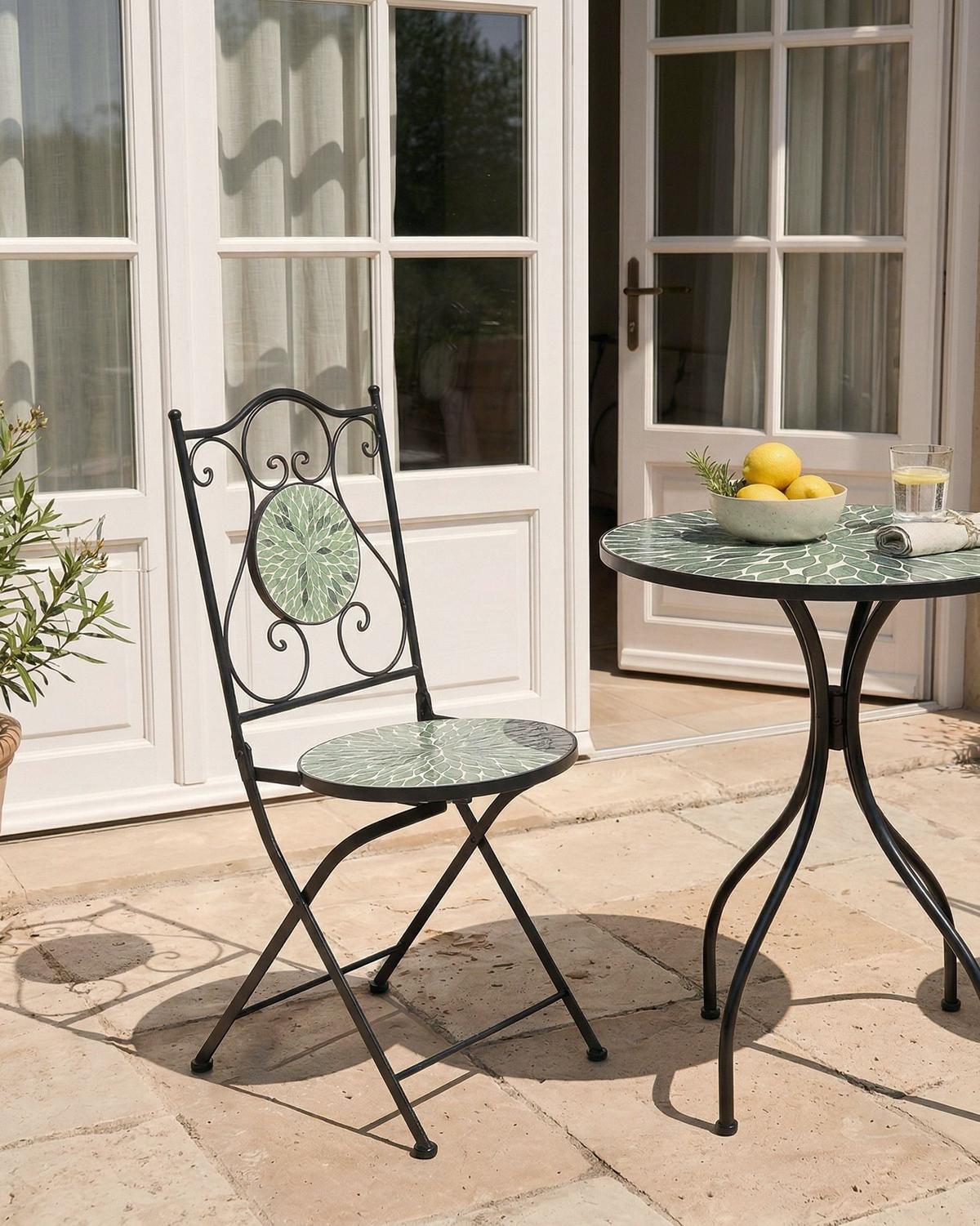 GARTENSTUHL 2er-Set Metall Schwarz Civate - Schwarz, Metall (40/90/45cm) - Beliani