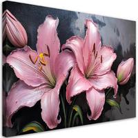 WANDBILD lilien rosa blumen pflanzen pastelle - Pink, Textil (60/40cm) - Feeby