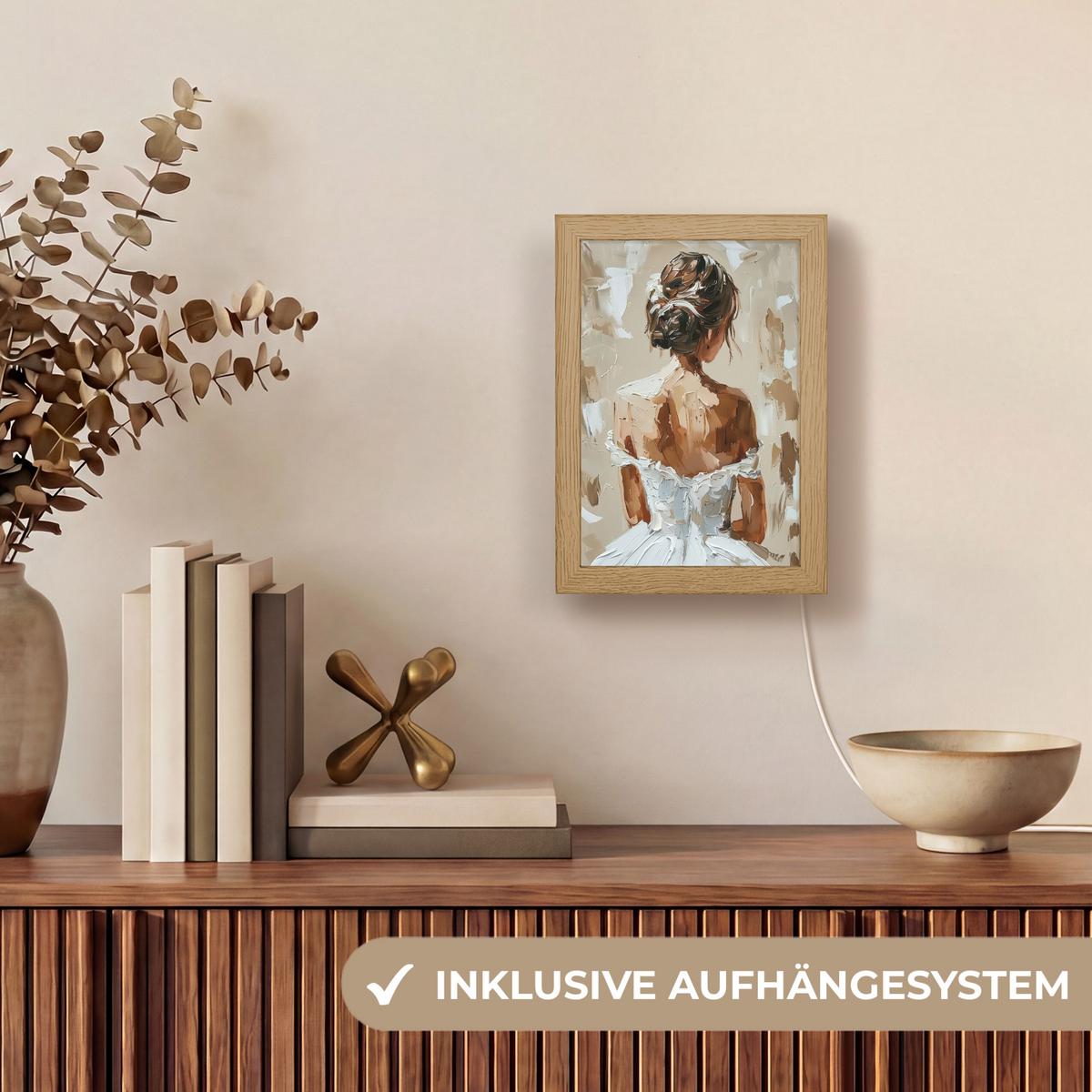 WANDLEUCHTE Frau - Farbe - Abstrakt - Beige - Modern 15x20 cm - Hellbraun, Holzwerkstoff (15/20/8cm) - OnlyWow