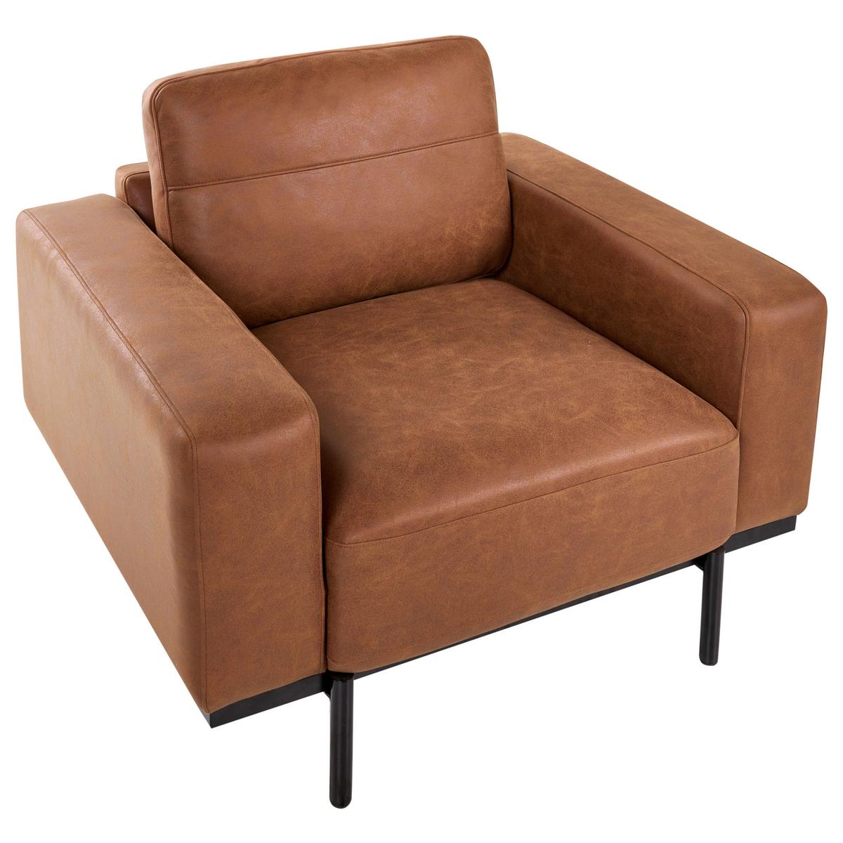 SESSEL Kunstleder Braun Sovik - Braun, Kunststoff/Metall (95/72/87cm) - Beliani