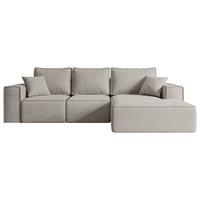 ECKSOFA mit Schlaffunktion und Bettkasten SERRA-L-S - 266x161x87 cm Hellbraun Velours - Hellbraun/Schwarz, Holzwerkstoff/Kunststoff (266/161cm) - ALTDECOR