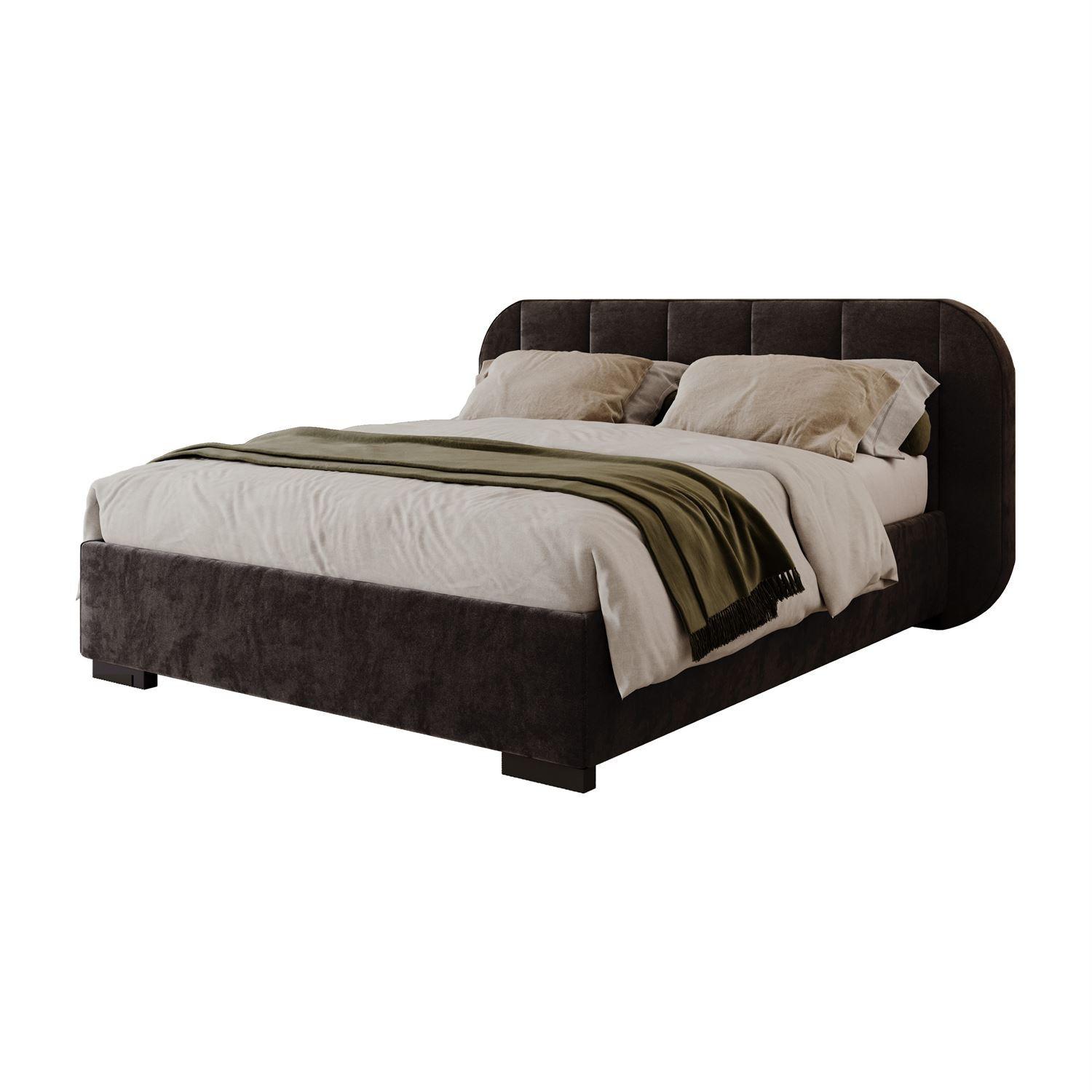 BETT AMARA 180x200 gepolstert mit Stauraum und Lattenrost, Royal Velvet 254 - Schwarz, Textil (180/200cm) - Lookway