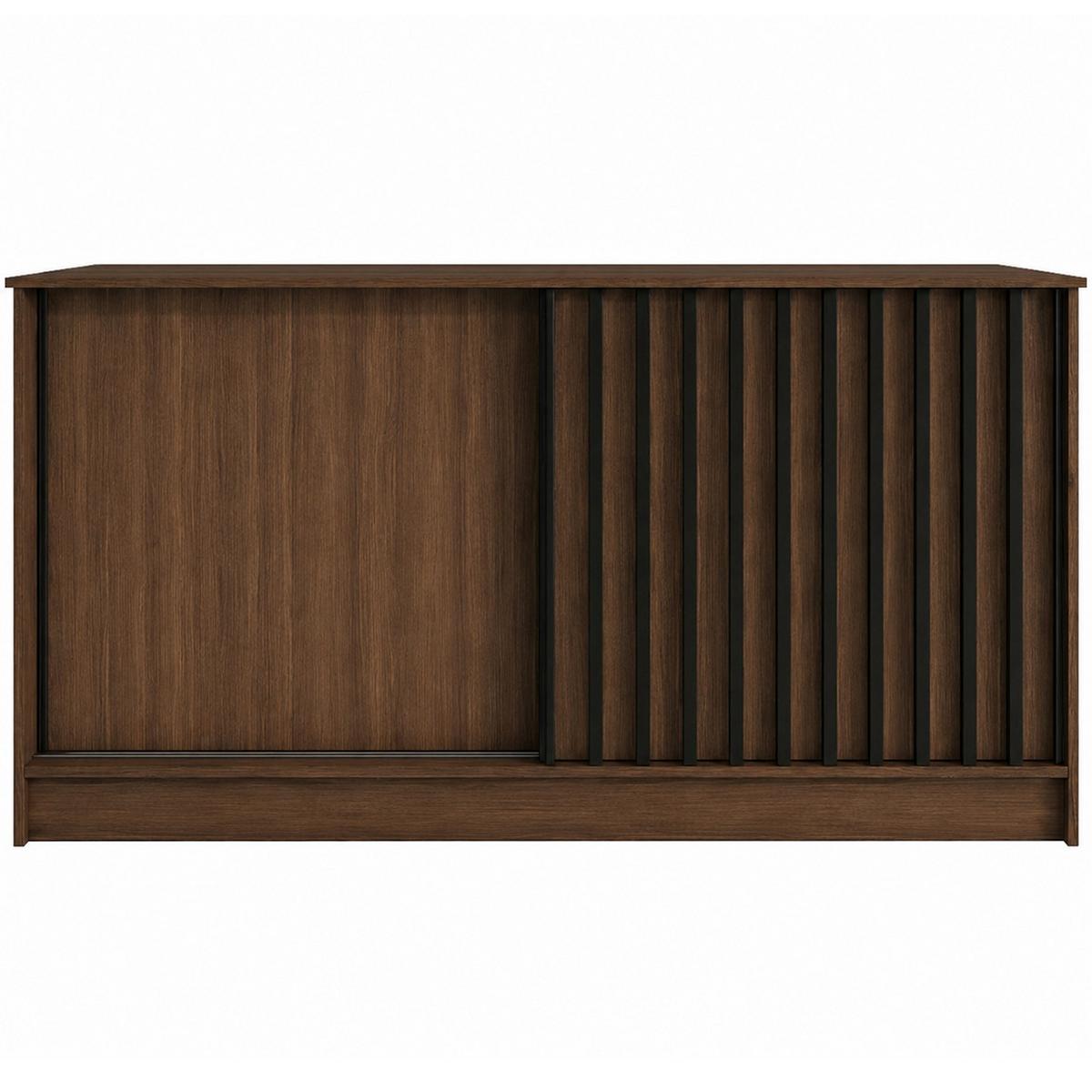 KOMMODE Horizon mit 2 Schiebetüren, 160 cm, Walnuss+Schwarz - Walnussfarben/Schwarz, Holzwerkstoff (161/85/43.5cm) - Beautysofa