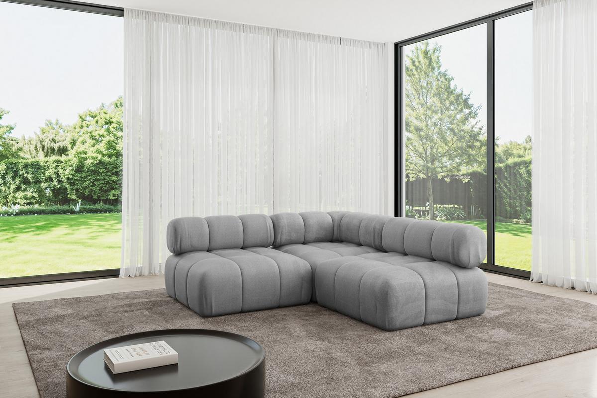 ECKSOFA modulares Sofa Samaro-L1 - 190x190x70 cm Hellgrau Velours - Hellgrau, Holzwerkstoff/Textil (190/190cm) - ALTDECOR