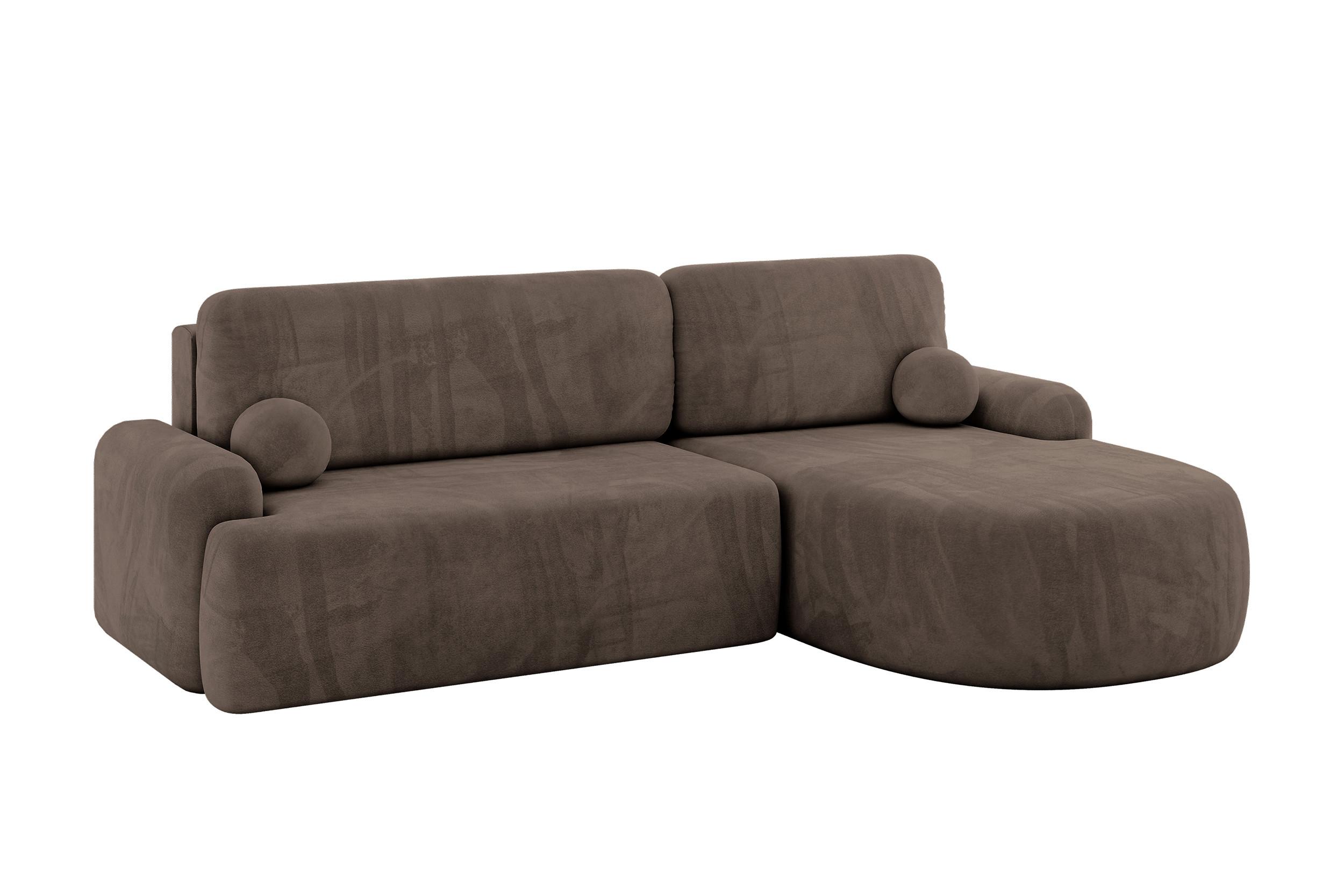 ECKSOFA mit Schlaffunktion und Bettkasten LIRA-L - 264x172x89 Braun - Braun, Holzwerkstoff/Textil (172/264cm) - ALTDECOR