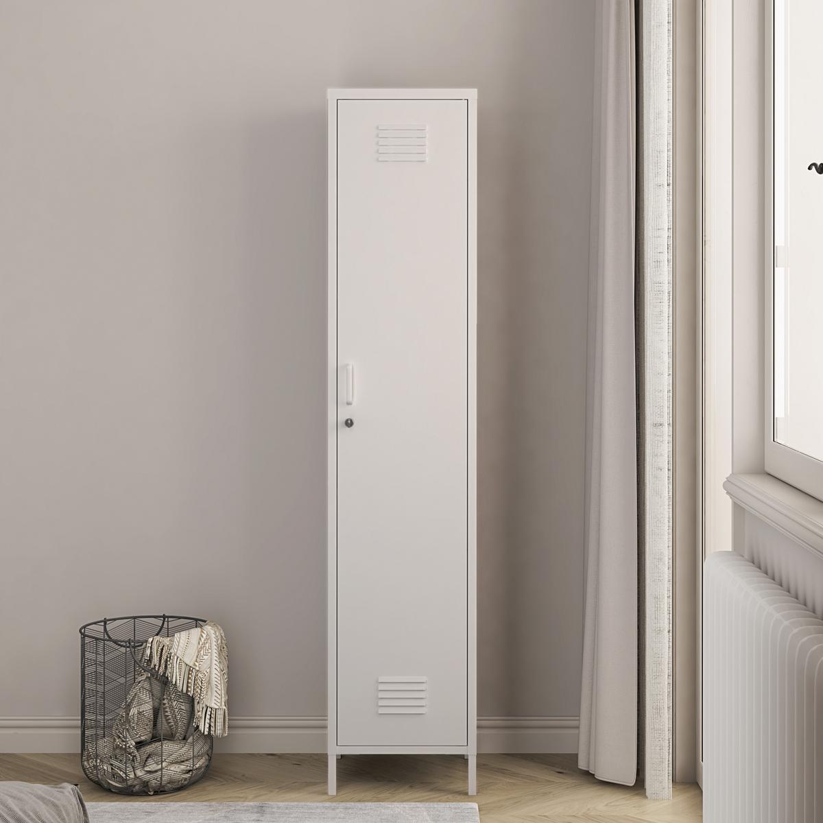 KLEIDERSCHRANK Seinäjoki - Weiß, Metall (38/180/38cm) - [en.casa]