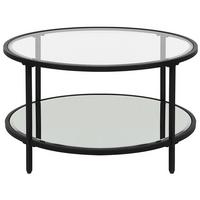 COUCHTISCH Glas/Metall schwarz 70 cm Birney - Transparent/Schwarz, Glas (70/70/40cm) - Beliani