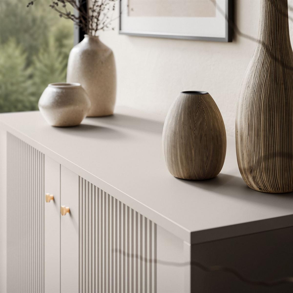 KOMMODE VIVALDI 2D mit geriffelten Fronten - Kaschmir, Holzwerkstoff (105/79/39cm) - Lookway