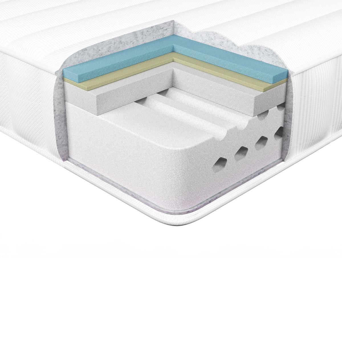 GEL-MEMORY-SCHAUMMATRATZE H2/3 Mittel 140/200 cm Spongy - Weiß, Textil (140/200cm) - Beliani