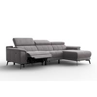 ECKSOFA FIERO 4-Sitzer RECHTS, Dunkelgrauer Veloursstoff - Dunkelgrau/Schwarz, Holz/Textil (288/170cm) - Courtois Laville