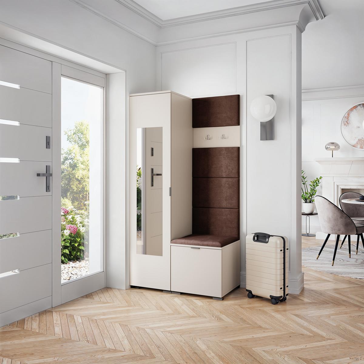 GARDEROBENSCHRANK VIRA 95/181/51 cm Modern Garderobe-Set Kaschmir - Kaschmir/Braun, Holzwerkstoff (95/181/51cm) - MASSENO