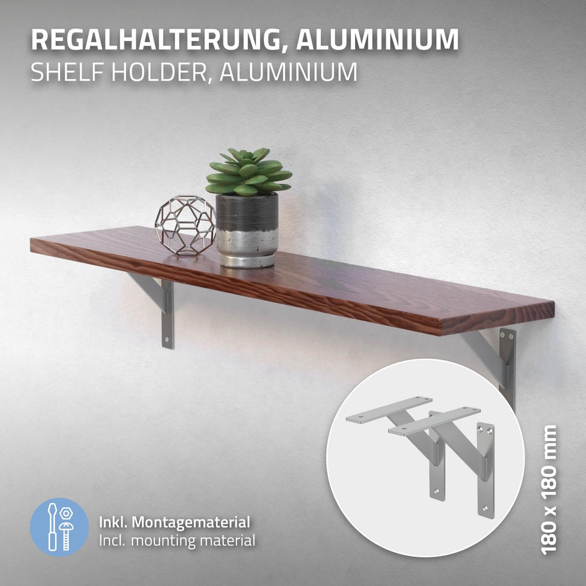 REGALHALTERUNGEN - Silberfarben, Metall (18/18/3cm) - ML-DESIGN