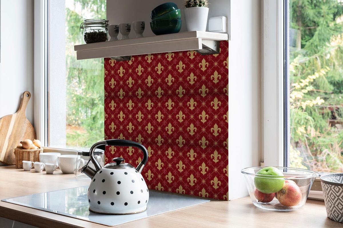 SELBSTKLEBENDE Wandfliesen 9 Stück 30x30 cm - Königslilien - Rot, Textil (30/1.6/30cm) - TULUP
