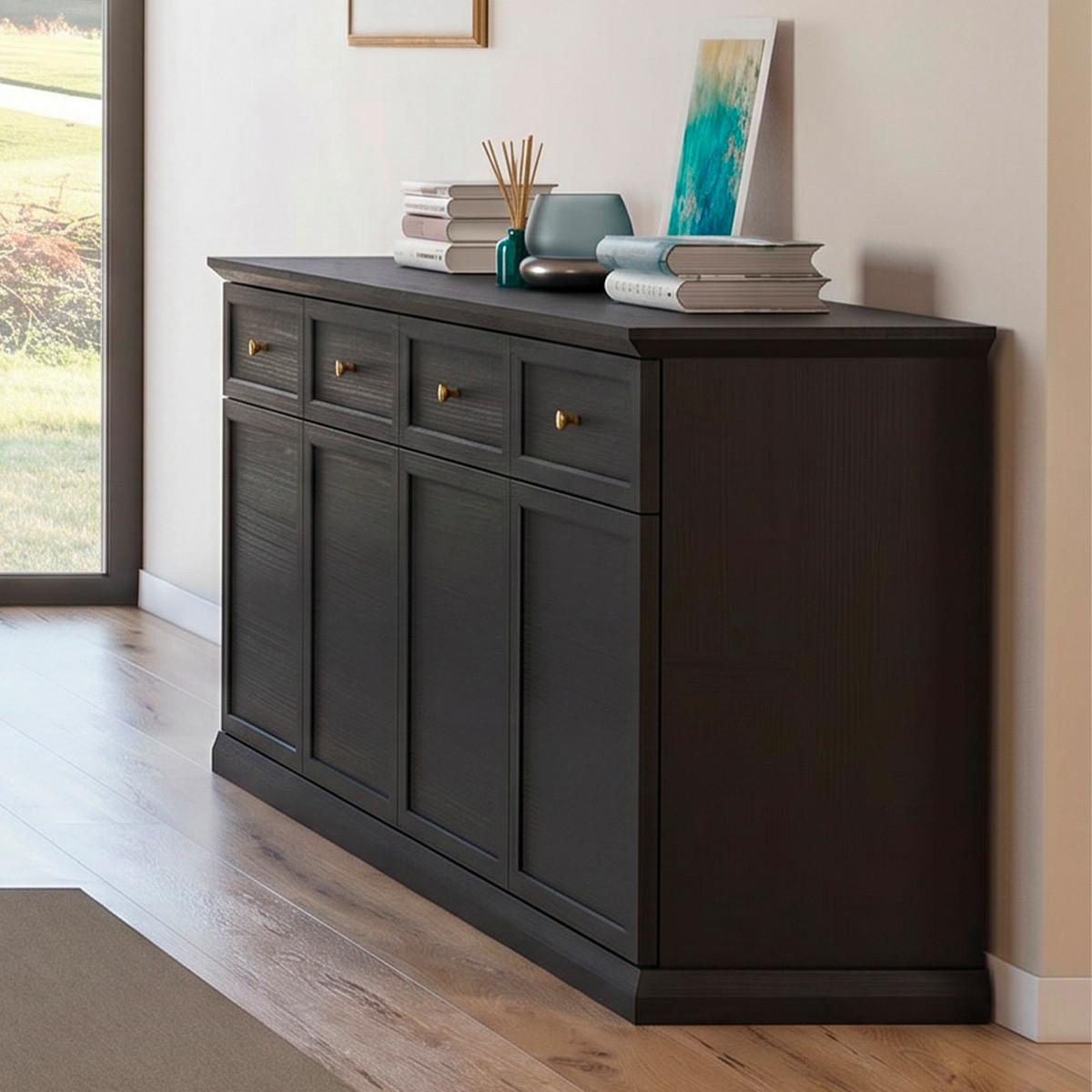 SIDEBOARD Toja Anthrazitfarbenes Holz - Braun, Holzwerkstoff (192.6/86/39.5cm) - Petits-meubles