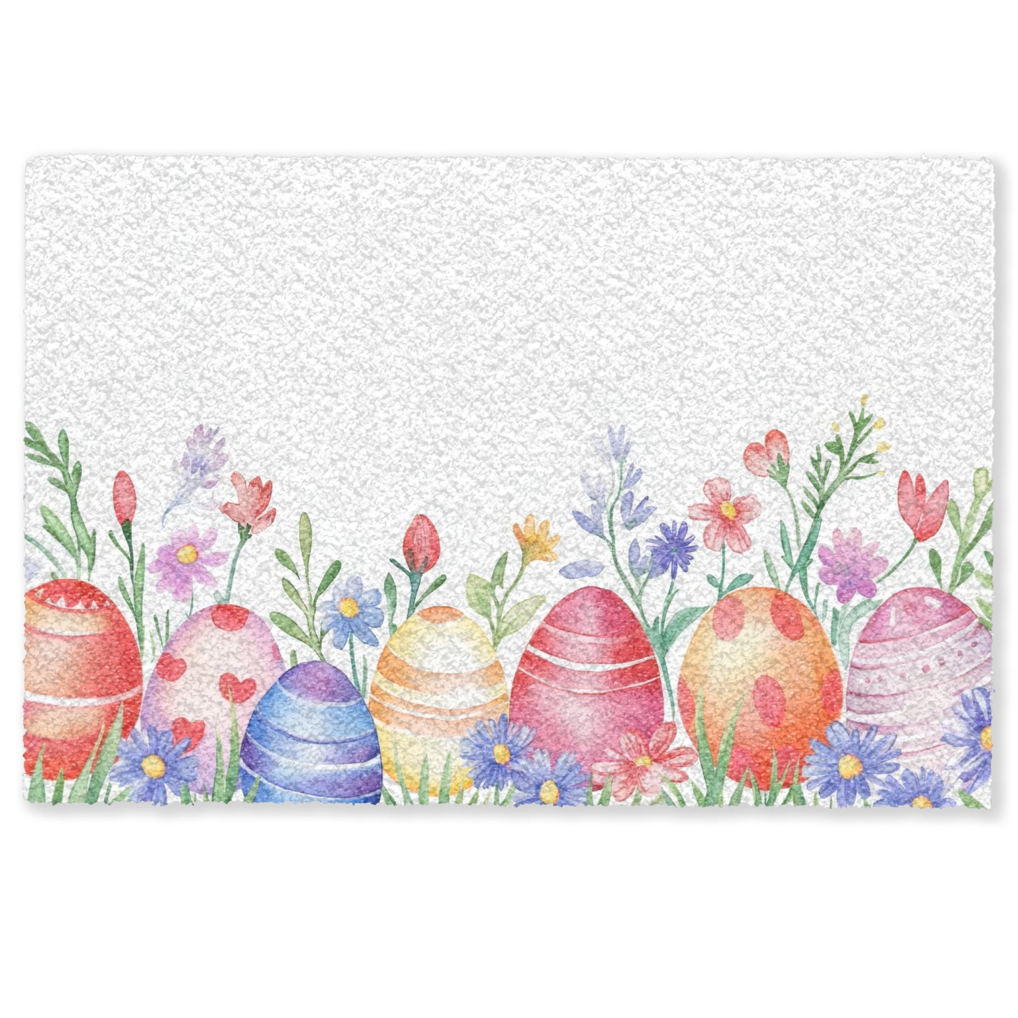 FUSSMATTE Blumengarten - Bunt - Eier Teppichmatte 60x40 cm - Multicolor/Weiß, Kunststoff (40/60cm) - MuchoWow