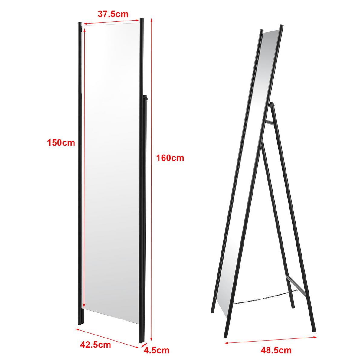 STANDSPIEGEL Martano - Schwarz, Glas/Metall (37.5/160/150cm) - [en.casa]