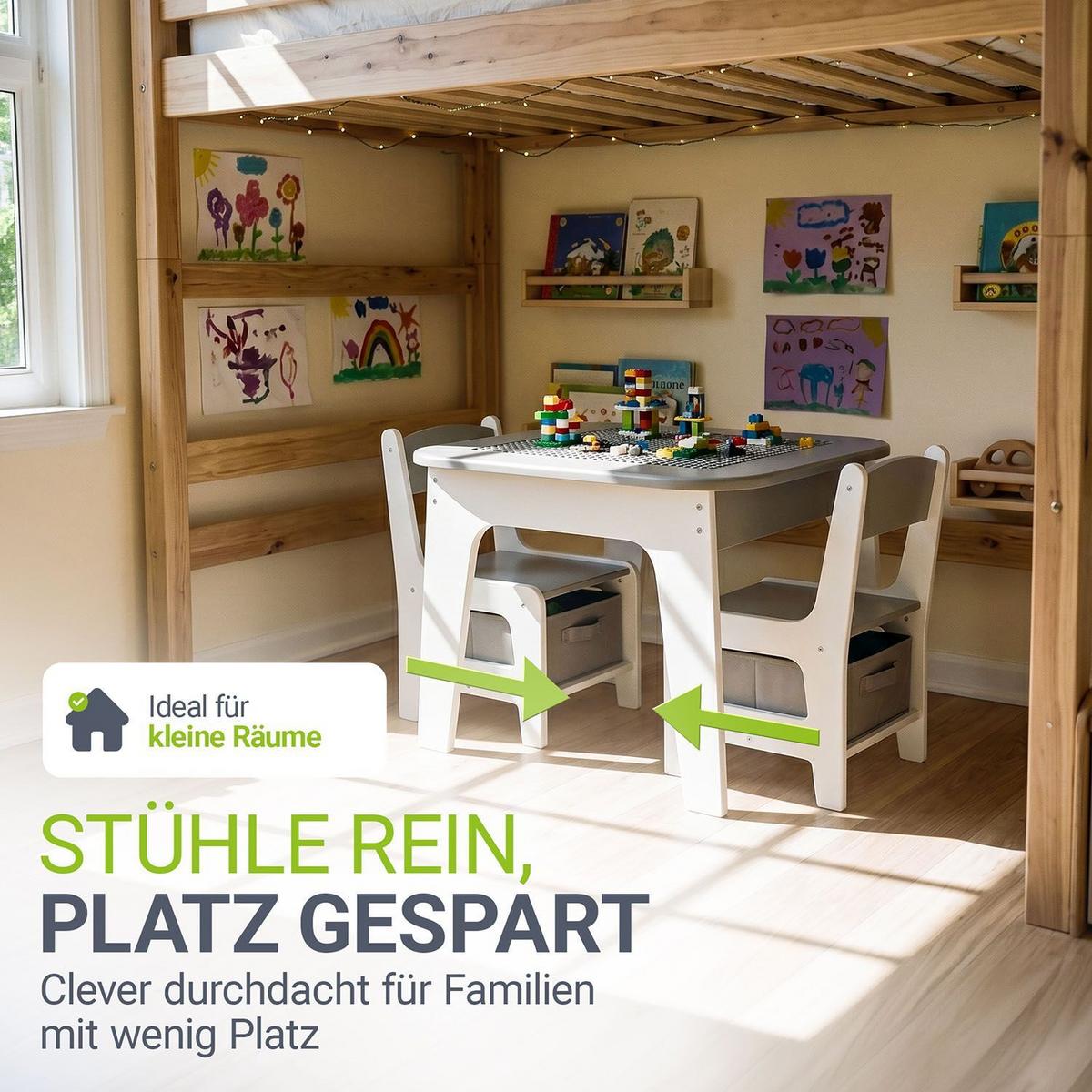 KINDERSITZGRUPPE Milou grau - Grau, Holz (60/50/60cm) - Juskys