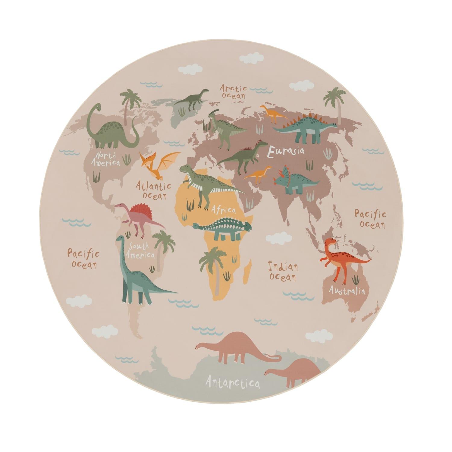 KINDERTEPPICH Waschbar, mit Dino-Motiv, Beige, Ø 160 cm - Beige, Textil (160/160cm) - KADIMA DESIGN