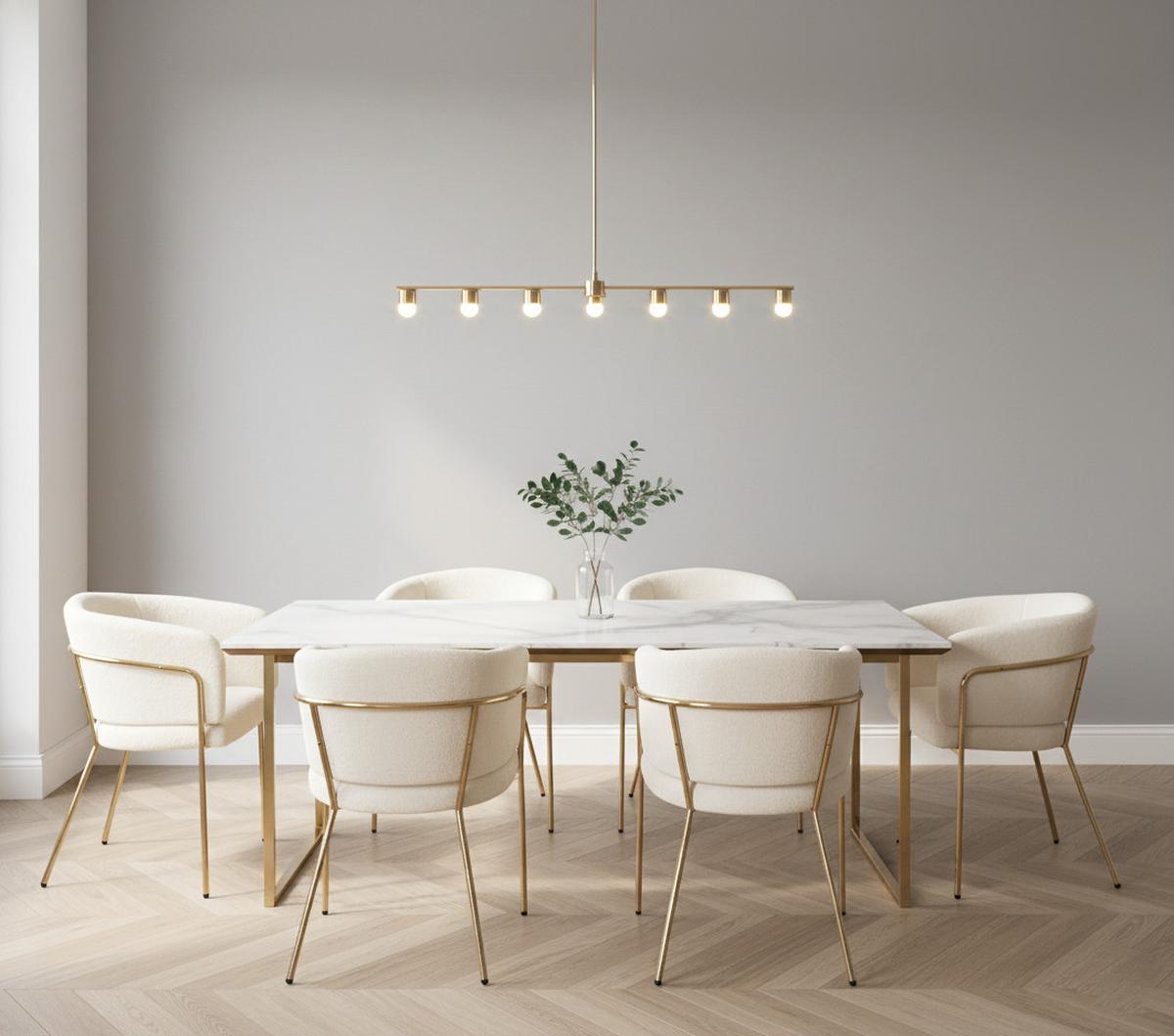 ESSZIMMERSTÜHLE Beige Kunstfell mit Metallbeinen - Beige, Textil (57/77/57cm) - Urban Meuble