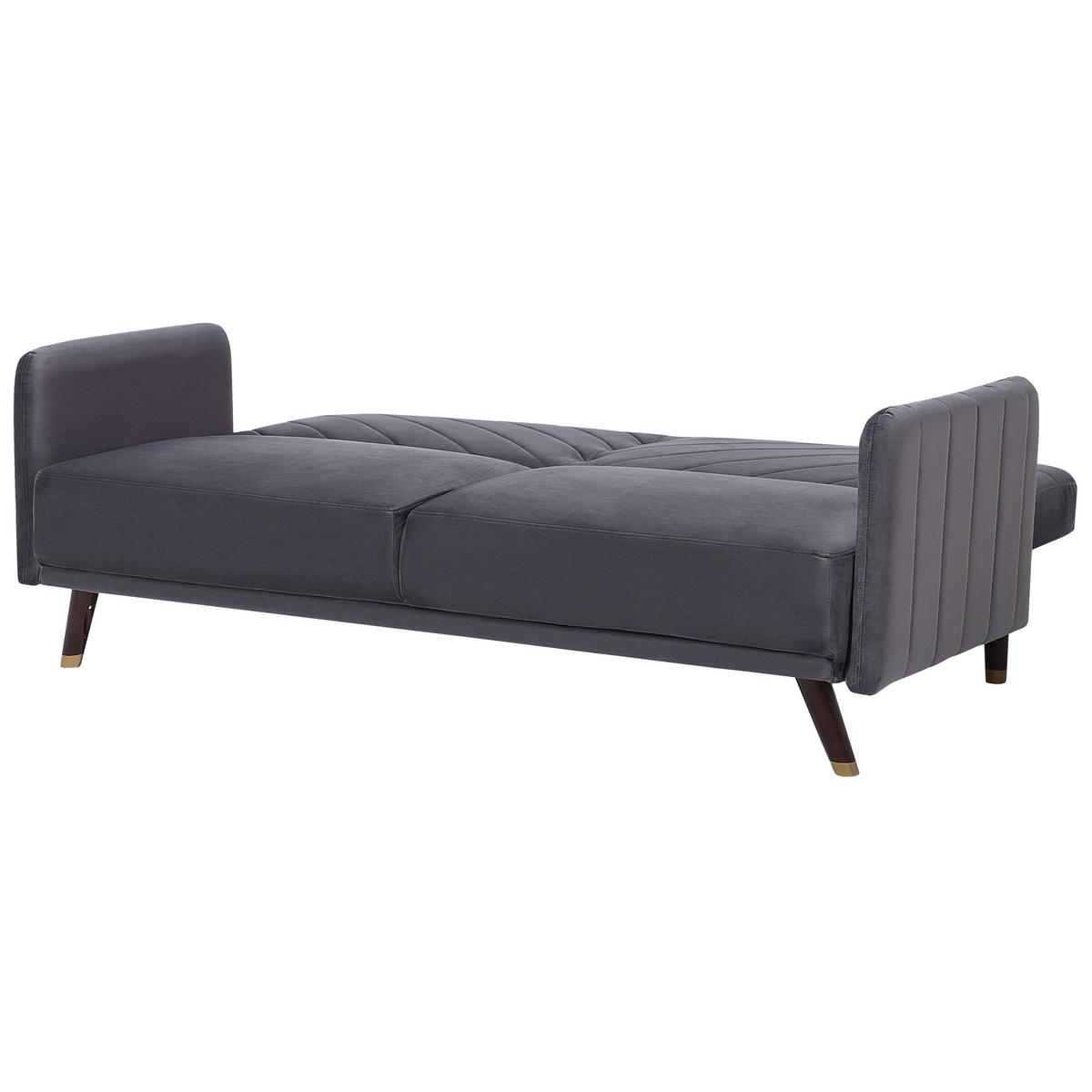 3-SITZER-SCHLAFSOFA Samtstoff Grau Senja - Grau, Textil (200/87/95cm) - Beliani