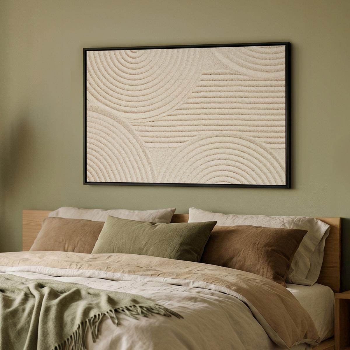 LEINWAND Bilder mit Rahmen - Muster - Abstrakt - Weiß - 90x60 - Beige, Textil (90/60cm) - MuchoWow