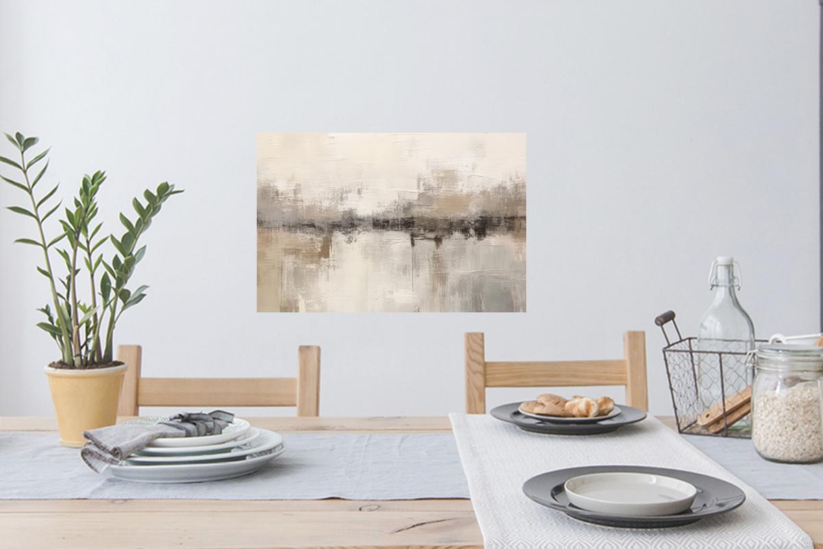 WANDTATTOO Moderne Kunst - Abstrakt - Beige Deko Wohnzimmer 60x40 cm - Beige, Kunststoff (60/40/0.1cm) - MuchoWow