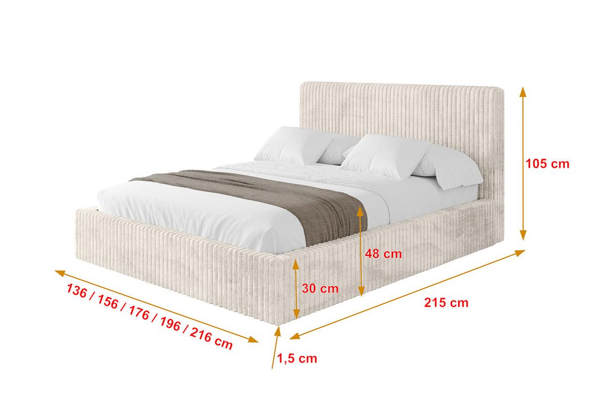 POLSTERBETT mit Bettkasten und Lattenrost, Bett mit Matratze H3/H4 - ALOVA-V1 120x200 Creme - Creme, Holzwerkstoff/Textil (120/200cm) - ALTDECOR