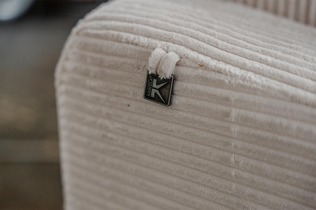 SOFA KIANA Cremeweiß Cord Relaxfunktion - Creme/Schwarz, Kunststoff/Textil (227/80/110cm) - KAWOLA