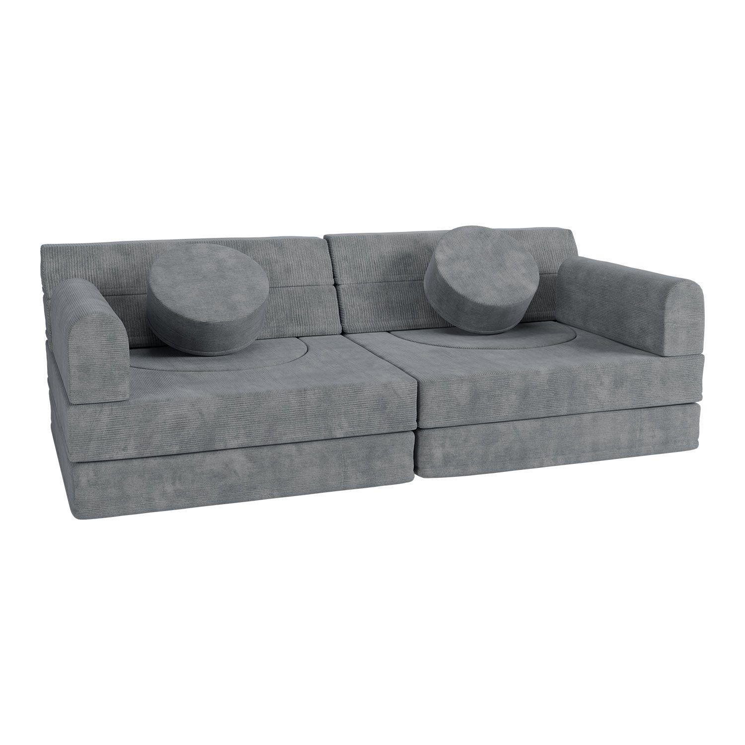 KINDERSOFA Kayo cord hellgrün - Grün, Textil (150/50/75cm) - Juskys