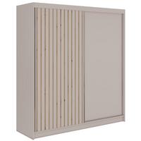 SCHWEBETÜRENSCHRANK mit Lamellen LUMOS - 200 - Kaschmir und Eiche Artisan - Kaschmir/Alufarben, Holzwerkstoff/Metall (200/216/61cm) - MKS