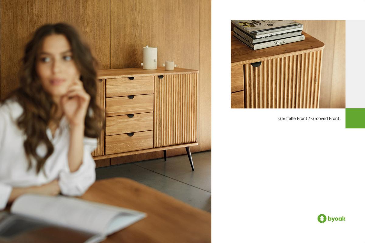 KOMMODE LINA - Wildeiche, Holz (144/87/46cm) - byoak