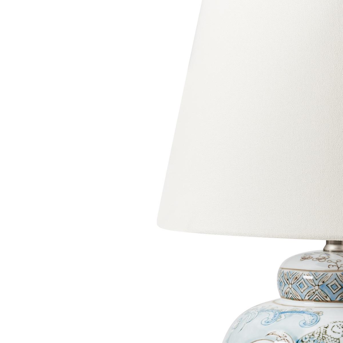 TISCHLEUCHTE Weiß/Blau Jamapa - Blau/Weiß, Keramik (32/32/50cm) - Beliani