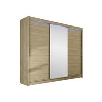 KLEIDERSCHRANK Aston I, mit RGB LED Beleuchtung - Silberfarben/Sonoma Eiche, Holzwerkstoff/Kunststoff (250/215/58cm) - MIRJAN24