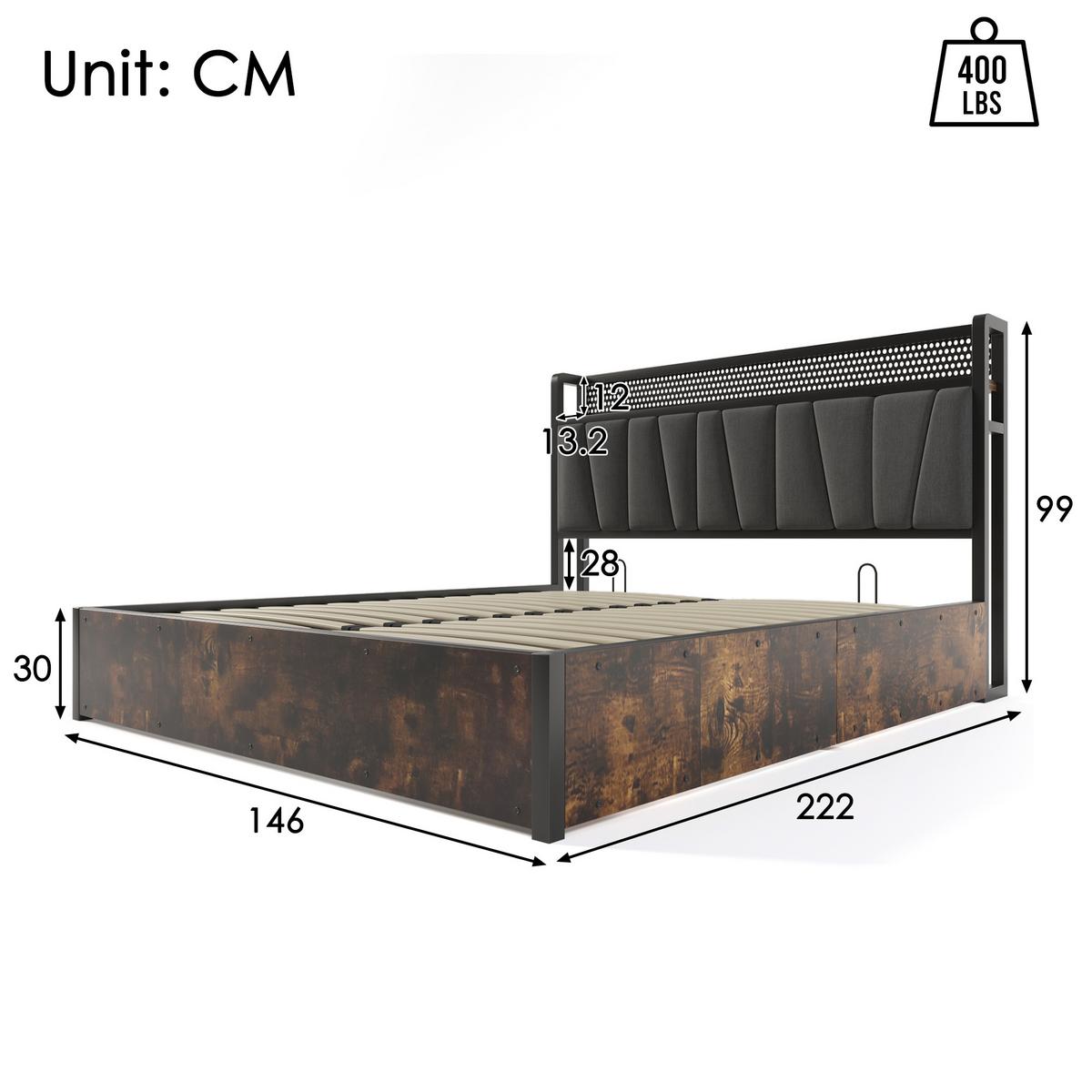 DOPPELBETT Braun 222/146 cm - Braun, Holz/Metall (146/222cm) - Urban Meuble