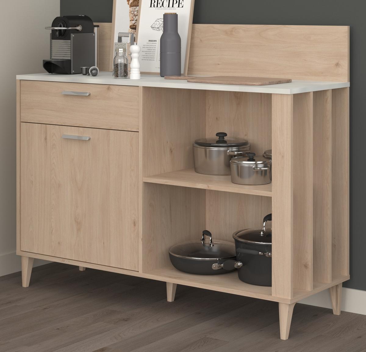 BUFFET Eiche, grau Set 2-tlg. Buffetschrank und Anrichte - Eichefarben/Grau, Holzwerkstoff (120/185/41cm) - Parisot Meuble