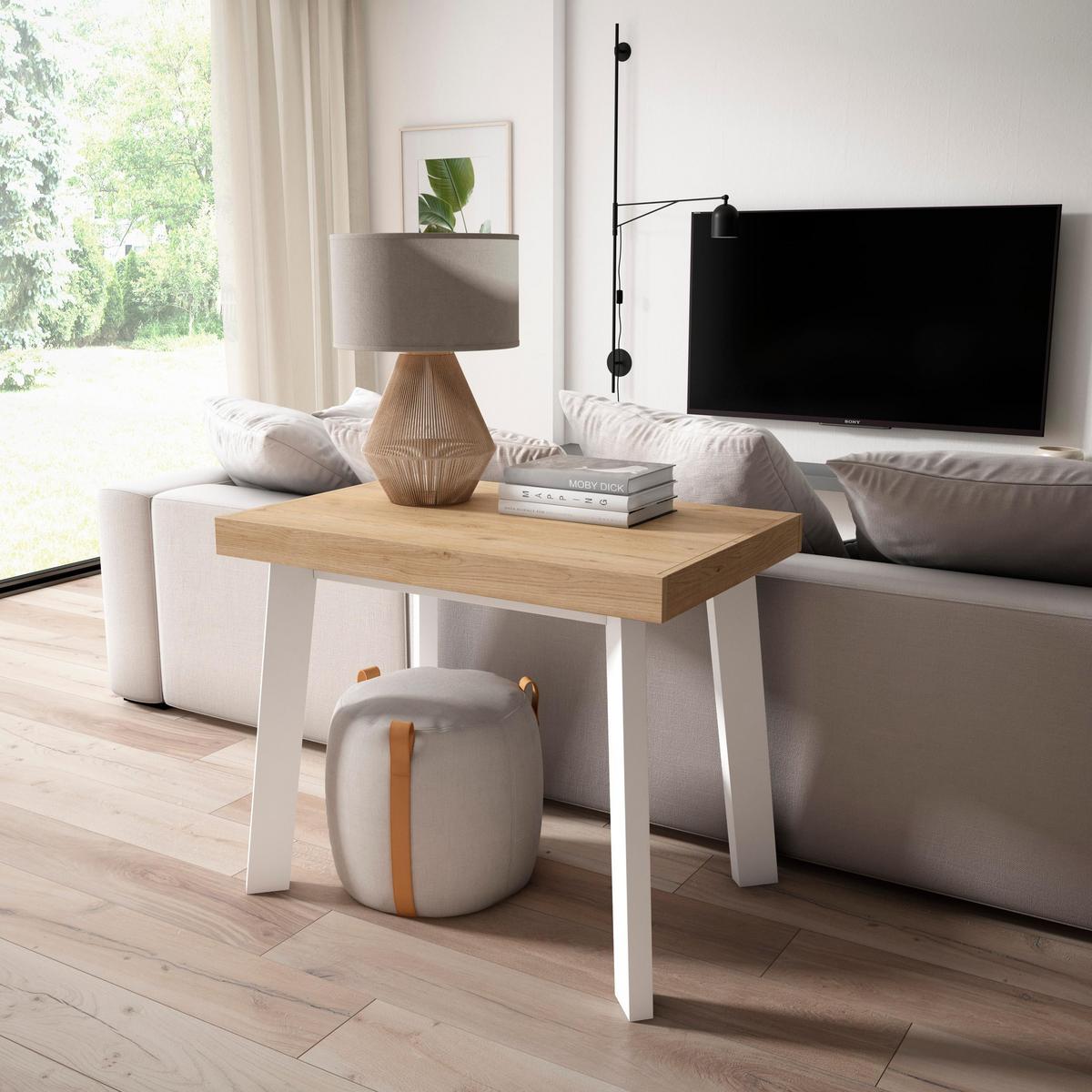 KONSOLENTISCH ausziehbar 58 bis 140cm, für 6 Gäste, eiche, 90/58/73cm - Eichefarben, Holzwerkstoff (90/140/73cm) - Skraut Home