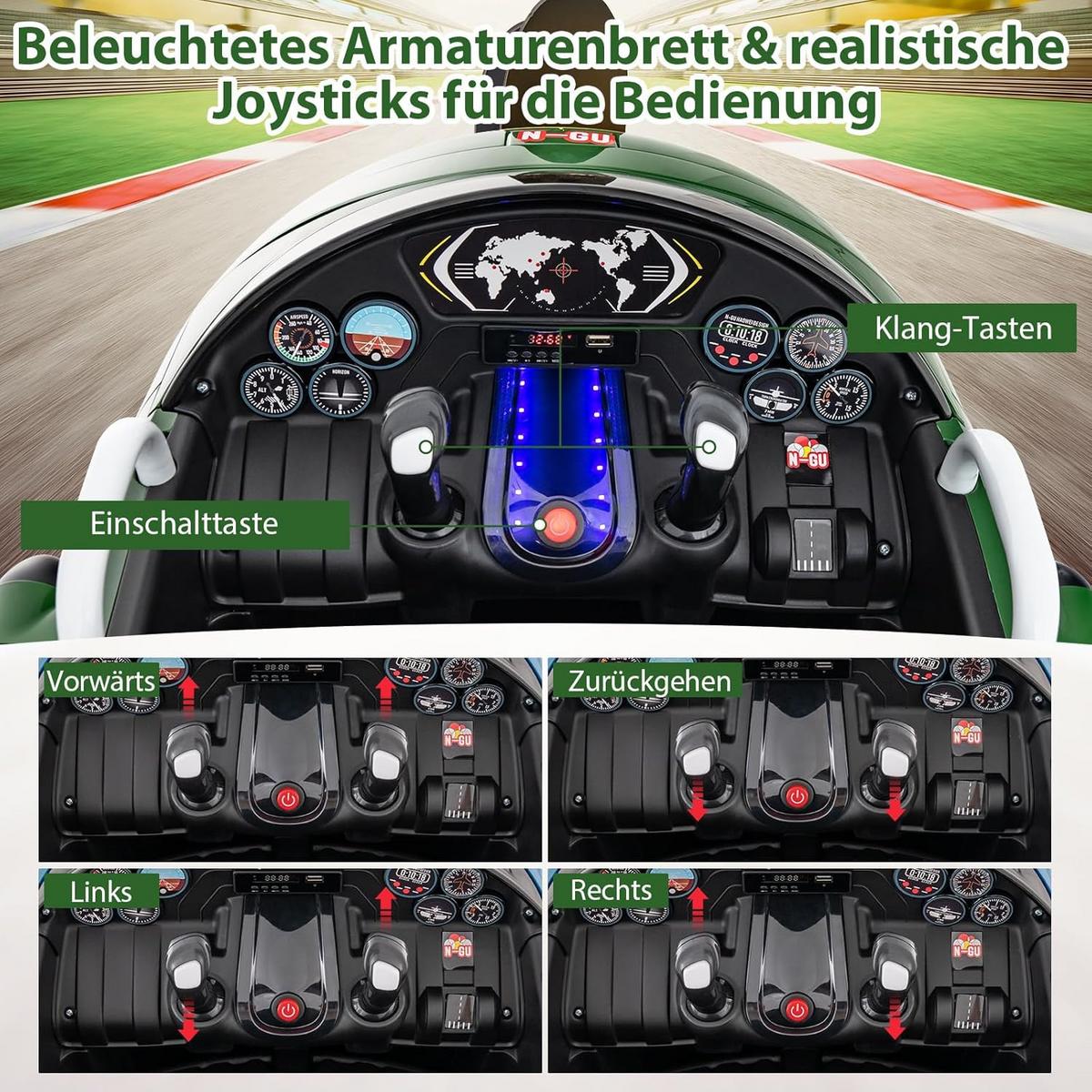 ELEKTROAUTO Kinder Grün - Grün, Kunststoff (124/62/100cm) - COSTWAY