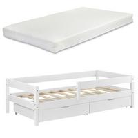 KINDERBETT Borgarnes mit Matratze - Weiß, Holz/Textil (90/200cm) - [en.casa]