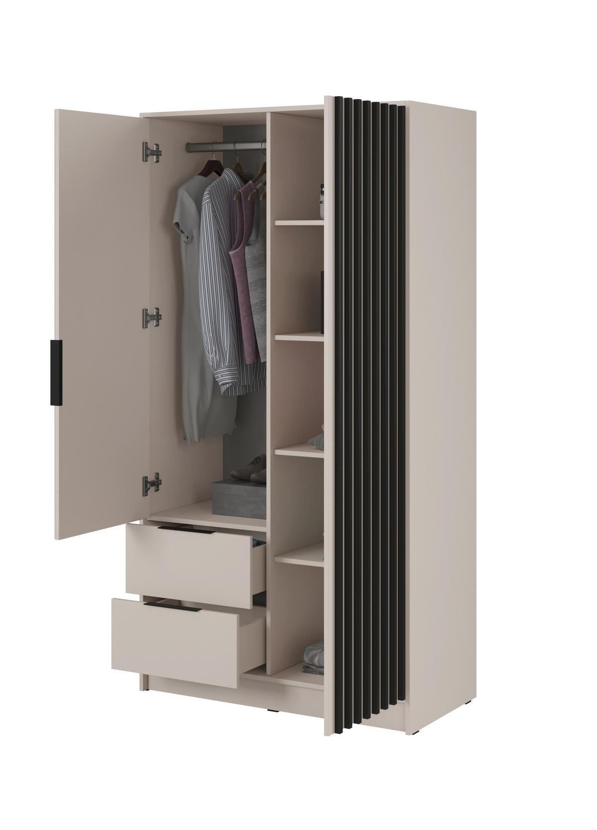 DREHTÜRENSCHRANK NELIANA 105/200/51 cm 2-türig mit Spiegel Kaschmir - Kaschmir, Holzwerkstoff (105/200/51cm) - MASSENO