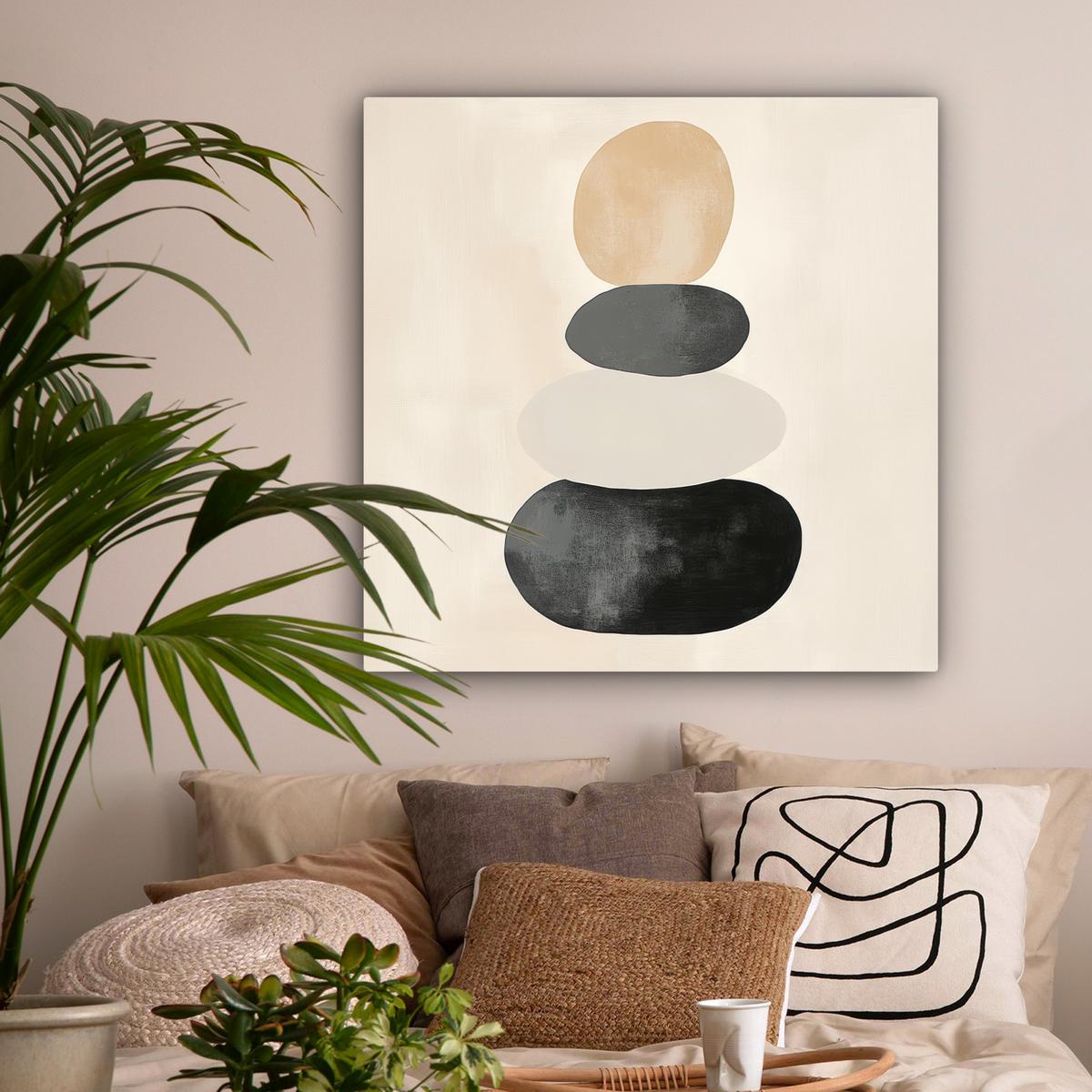 LEINWANDBILD Japandi - Wabi sabi - Beige Deko Groß 90x90 cm - Taupe, Textil (90/90cm) - MuchoWow