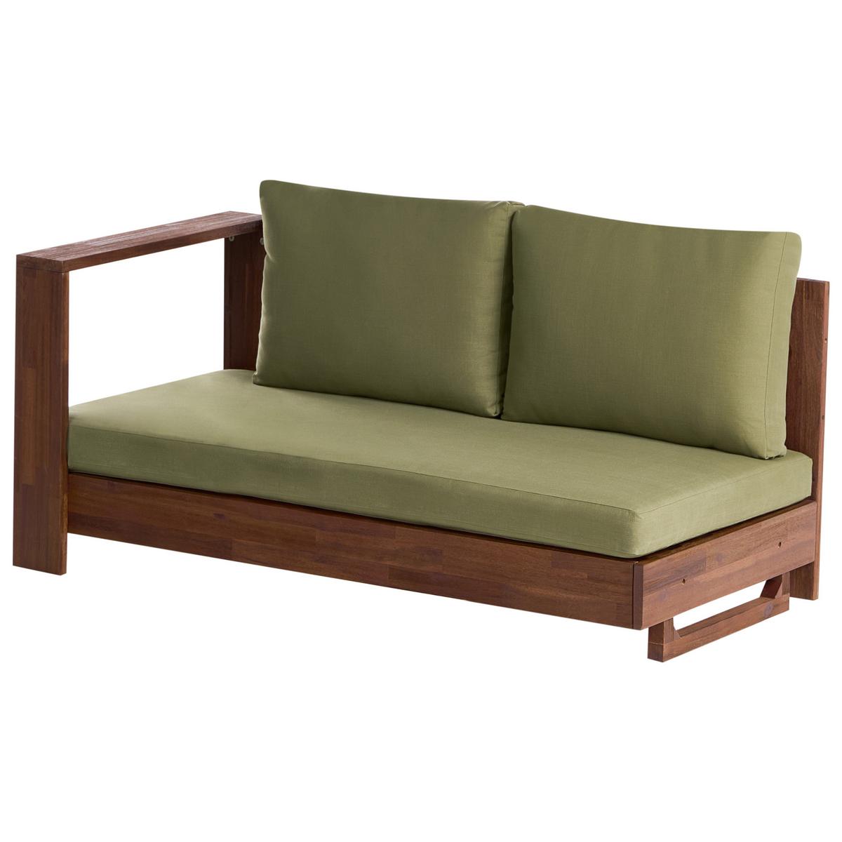 GARTENECKSOFA 5-Sitzer zertifiziertes Akazienholz rechtsseitig Grün Marettimo - Braun/Grün, Holz (225/64/212cm) - Beliani