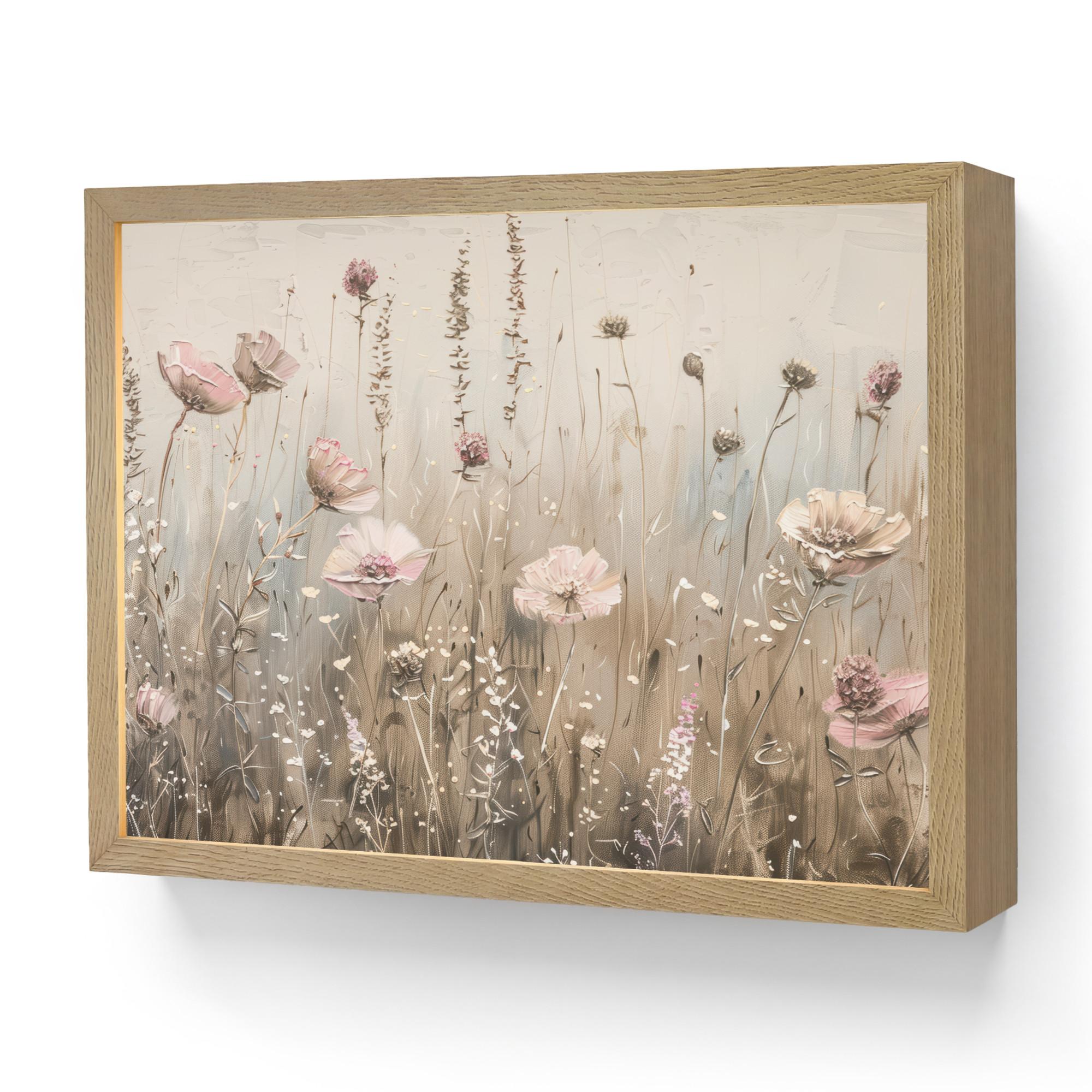 WANDLEUCHTE MIT AKKU Blumen - Rosa - Modern - Beige 40x30 cm - Altrosa, Holzwerkstoff (40/30/8cm) - OnlyWow
