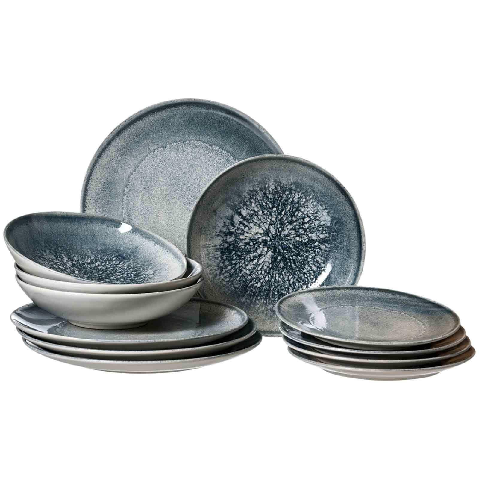 TELLER-SET Grana grau 12-tlg. - Grau, Keramik (2/2/2cm) - Ritzenhoff Breker