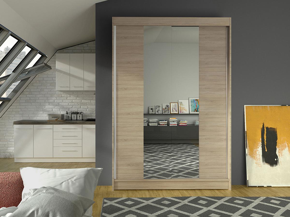 SCHWEBETÜRENSCHRANK Lino II - Sonoma Eiche, Holzwerkstoff/Metall (120/200/58cm) - MIRJAN24