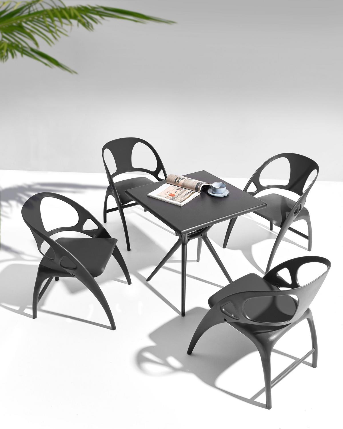 GARTENSTUHL 4er-Set Schwarz Nemi - Schwarz, Kunststoff (59/80/53cm) - Beliani