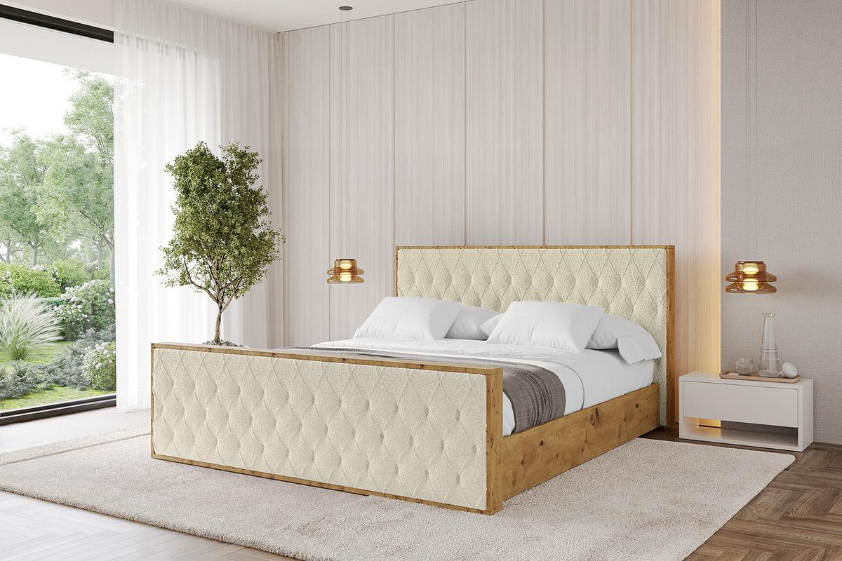 POLSTERBETT mit Bettkasten, Fußteil und Lattenrost, Boxbett ohne Matratze - ENZO5-Z 200x200 Beige - Taupe, Holzwerkstoff/Textil (200/200cm) - ALTDECOR